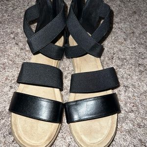 Black zip up cross cross sandals